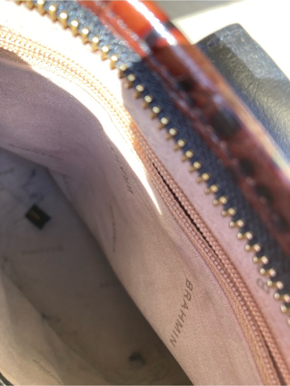 Brahmin Black Leather Crossbody with Brown Croc-Trim - Picture 6 of 12
